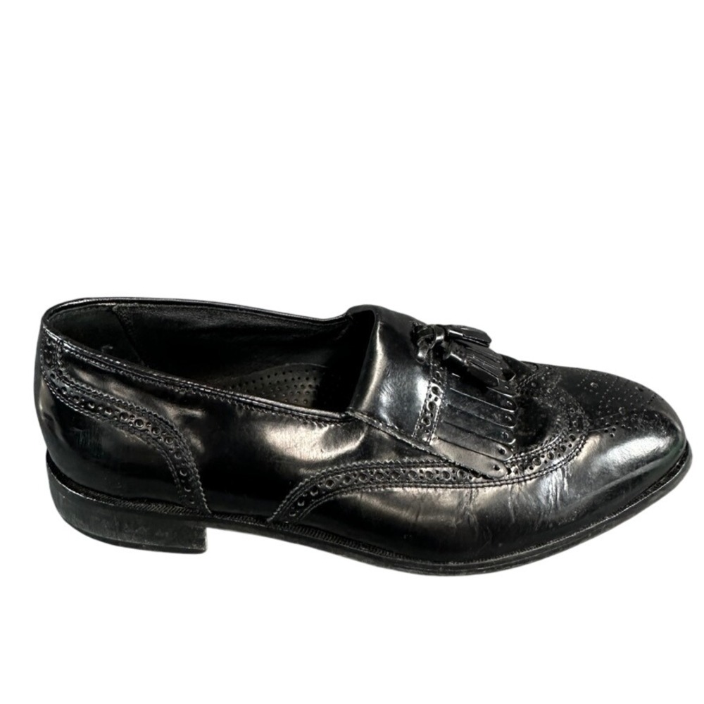 Florsheim Mens Black Leather Wingtip Kiltie Tassel Loafers Dress Shoes 10.5